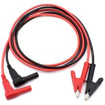 Laoa - 2Pcs 14 Gauge Multimeter Test Leads Right Angle Banana Plug to Alligator Clip Heavy Duty Silicone Wire for Electrical Testing 3 Feet