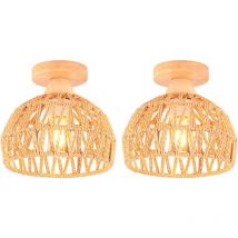 Norcks - 2PCS) 20CM Lampe De Plafond Rétro Luminaire Plafonnier Tressé En Corde De Chanvre Plafonnier D'Intérieur Moderne