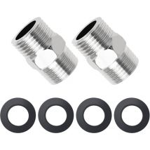 2pcs 2/1 pouce Rallonges de Tuyau de Douche à Connecteur Tuyau de Douche avec 4pcs Rondelles 201 Adaptateur de Raccord d'extension Tuyau de Douche en