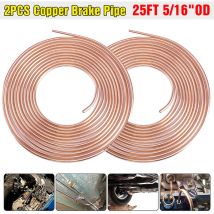 Mohoo - 2pcs 5/16'' 25ft Roll Copper Brake Pipe Hose Fuel Transmission Line Tubing Coil