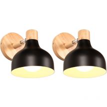 2PCS Apliques Retro Interior Lámpara De Pared Ajustable De Madera Metal E27 Lámpara De Pared Vintage Para Salón Dormitorio Baño (Negro)