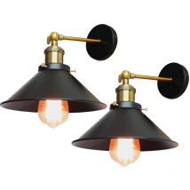 2PCS Applique Murale En Fer Et Métal Applique Murale Rétro Lampe Murale Vintage Pour Chambre Bar Café Noir 26Cm
