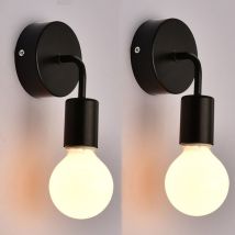 2PCS Applique Murale Moderne Lampe Murale Simple Lampe Murale Métal Pour Salon, Chambre à Coucher, Chambre D'Enfant (Noir)