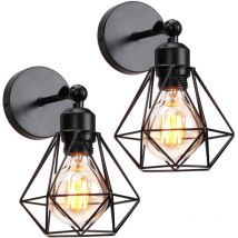 Norcks - 2PCS Applique Murale Rétro Moderne E27 Applique Murale à Angle Réglable (Noir) Applique Murale Cage En Métal Applique Murale Vintage