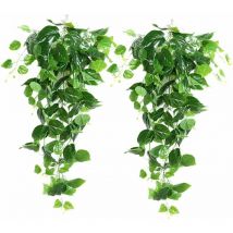 Eting - 2pcs Artificial Green Hanging Split Leaf Leaves, for Wedding Garden Wall Decor (2pcs)