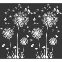 Serbia - 2pcs autocollants muraux de pissenlit blanc pour la décoration murale, grands autocollants muraux de plante de fleur de pissenlit pour les