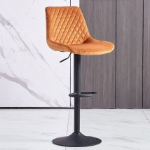 Ainpecca - Bar Stools Gas Lift Stools Velvet Breakfast Kitchen Club Cafe Swivel Chairs,1Pcs Orange