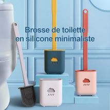 Devenirriche - 2pcs Brosse wc, Plate Brosse De Toilettes en Silicone AntibactéRienne Kit Brosse wc Et Support, SéChage Rapide Brosse wc Silicone,