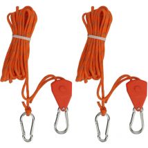 2Pcs Camping Rope with Pulley, Tent Rope, 16.4ft, Adjustable Reflective Stripe Orange, Strong Camping Equipment for Outdoors