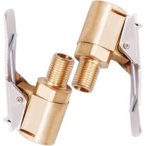 2pcs Car Tire Valve Adapter, 8mm Brass Tip Pump Valve Clip Clamp Connector Adapter for Car or Truck Tires