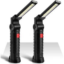 2PCS COB LED Luz de Trabajo 800LM Ultra Brillante, Lámpara de Inspección Recargable USB Portátil con Base Magnética, 5 Modos de Luz 6000K Linterna