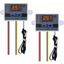 2PCS Contrôleur de Température Numérique ac 110V-220V ,Thermostat W3001 Module de Contrôle de Température avec Capteur étanche