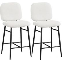 2PCS Counter-height Stools Modern Bar Stools Set of 2, White - Yaheetech