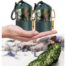2PCS Couverture de Survie Reutilisable Sac de Couchage de Survie pour Le Camping en Plein Air et la Imperméable Survie Bivy Sac Survie Materiel