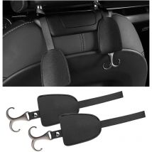 2PCS Crochets D'appui-Tête de Siège en Alliage de Zinc, Crochets Siège de Voiture en Cuir Microfibre, Accrocher Multifonctionnels pour Sacs à Main