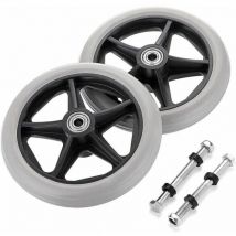 2PCS de 6 pouces Roue en Caoutchouc de Remplacement pour Fauteuil Roulant Roues avant Rollator Walker Roulettes de Remplacement Antidérapantes