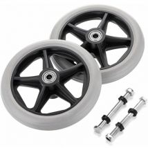 2PCS de 6 pouces Roue en Caoutchouc de Remplacement pour Fauteuil Roulant Roues avant Rollator Walker Roulettes de Remplacement Antidérapantes