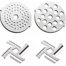 Electric Meat Grinder Replacement Set, 2 Pieces Meat Grinder Blades, 2 Pieces Grinding Plates 5 7