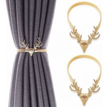 2Pcs Embrasses à Rideaux Attache de Rideaux avec Crochet en Métal Boucle de Rideau Forme de Cerf Pince à Rideau Retenue de Rideau Moderne Accessoire