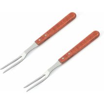 2Pcs Fourchette à Découper Fourchette à Viande en Acier Inoxydable Fourchette de cuisson avec Poignée en Wooden Bâtonnets à rôtir 33 3 cm pour Viande
