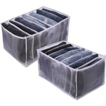 2PCS Grand Organisateur Tiroir Vetement, Boite Pliable Rangement Jeans à 7 Compartiments, Organiseur Tiroir Commode en Maille Lavable pour Jeans
