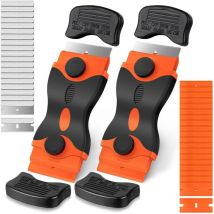 2PCS Grattoir Plaque Vitrocéramique avec 20PCS Lames Extra en Métal et 20PCS Lames en Plastique, pour Plaque à Induction, Voiture, Verre, Miroir,