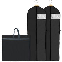 2PCS Housses de Vêtements Pliable 180 60cm, Housse de Protection Respirante Anti Poussière pour Longue Robe de Soirée Mariée Costumes(Noir)