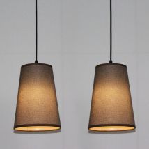Lampada a Sospensione Elegante Lampadario a Sospensione Paralume Tessuto Creativo Ø26CM Marrone 2 Pezzi