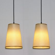 Lampada a Sospensione Elegante Lampadario a Sospensione Paralume Tessuto Creativo Ø26CM Giallo Chiaro 2 Pezzi