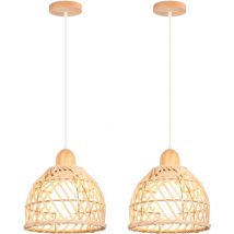 Norcks - 2PCS) Lampara Techo Bambú Lámpara De Araña Retro Moderna Lámpara Colgante Interior Lámparas De Colgar Vintage