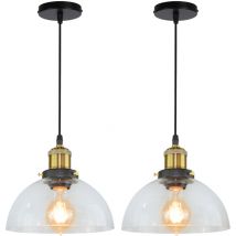 2PCS Lámparas De Colgar Industrial Interior E27 Lampara Techo De Vidrio Lamparas De Techo Retro Negro Para Cocina Dormitorio Sala De Estar Hotel