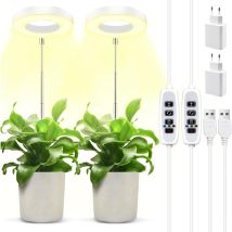 Jalleria - 2PCS Lampe Plante, Lampe de Croissance à Spectre Complet, Lampe de Plante Réglable en Hauteur avec Minuterie on/off Automatique 3/9/12H, 9