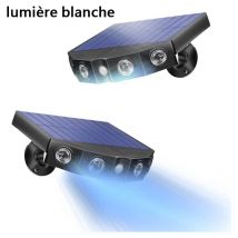 2PCS Lampe Solaire Exterieur, Lampe Solaire Exterieur Detecteur de Mouvement,360° Spot Solaire Exterieur 1200mAh(lumière blanche)