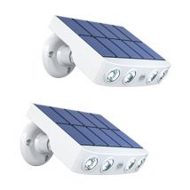 Sjqka - 2PCS Lampes solaires d'extérieur, projecteurs à détecteur de mouvement avec conception de caméra de sécurité factice(lumière blanche)