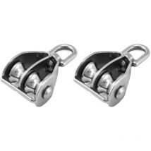 2PCS M15 Bloc de Poulie Double en Acier Inoxydable 304, Pivotant Double Poulie de Levage