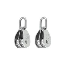 2PCS M20 Bloc de Poulie Double en Acier Inoxydable 304, Pivotant Double Poulie de Levage