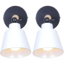 Norcks - 2PCS Minimalist Wall Sconce Nordic White Modern Wood Wall Lamp Retro Wall Lights For Bedroom Bedside Hallway Cafe Office Corridor E27