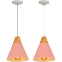 2PCS)-Modern Pendant Light Pink Nordic Pendant Light Retro Pendant Lights Antique Hanging Lamp Minimalist Ceiling Light E27 Indoor Pendant Lighting