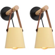 Axhup - 2PCS Moderne Wall Light Contemporary Industrial Bedside Lamp Lighting Hat Shape wth Belt for Living Room Bedroom Hallway Yellow