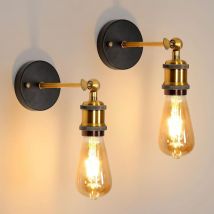 Wottes - 2pcs Métal Applique Murale Industrielle E27 Réglable Rétro Lampe Murale Décorative Salon Cuisine Bronze