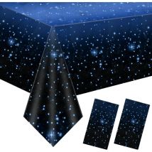 2PCS Nappe à Ciel Etoilé, 137x274cm Rectangulaire Nappe, Nappes de Fête, Nappe Imperméable Plastique Anniversaire, Nappe Réutilisable de Romantique