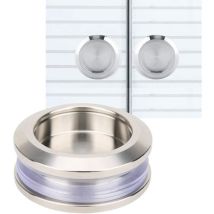 2pcs Poignée de porte coulissante Porte coulissante en verre de douche Poignée ronde en acier inoxydable Bouton de porte en bois Poignée de porte