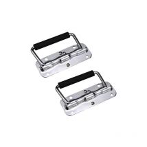 Poignées de Caisse Pliantes, 2 Pièces Acier Inoxydable Poignée de Traction Poignée Pliante à Ressort Avec Poignée en Caoutchouc Pour Boîtes de