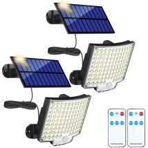 Bleosan - 2pcs Projecteur Solaire Exterieur Détecteur Mouvement 106LED Étanche Lampe Solaire Exterieur Jardin - Télécommande 3 Modes -Câble 5M
