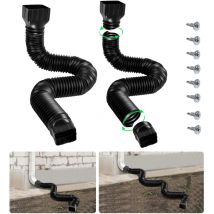 Sjqka - 2 extensiones de bajante de canalón flexibles de 53 a 152 cm para canalón de lluvia, extensión de bajante (negro)