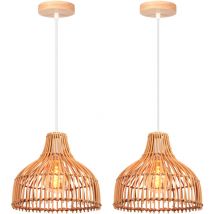 Norcks - 2PCS) Retro Pendant Light Bamboo Ceiling Light, Modern Indoor Pendant Light, for Bedroom, Living Room, Kitchen