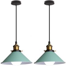 Norcks - 2PCS-Retro Pendant Light Green Vintage Ceiling Light Ø22CM Industrial Ceiling Light Modern Pendant Lights For Restaurant Kitchen Cafe E27