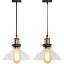 2PCS Retro Pendant Lights E27 Black Interior Industrial Pendant Light Glass Ceiling Light For Kitchen Bedroom Living Room Hotel