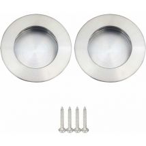 2pcs Round Recessed Handles for Sliding Door Stainless Steel Round Sliding Door Handle Brushed Satin