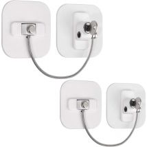 Langray - 2pcs Serrures Câble de Limitation d'Ouverture pour Tiroir de Porte Réfrigérateur avec 4 Clés Paire de Cylindre 18CM Câble Verrouillage